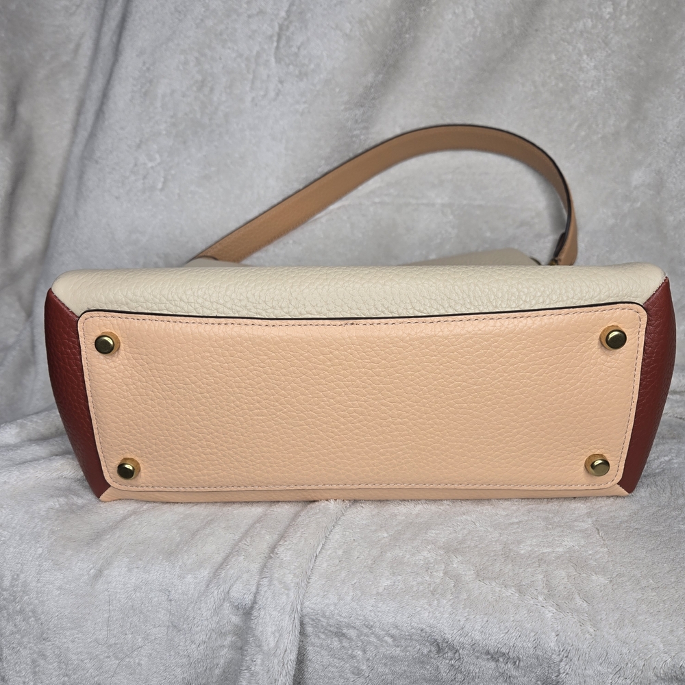Coach May Shoulder Bag 4613 Colorblock Pebble Leather Mint Condition Ivory Blush - Picture 4 of 9